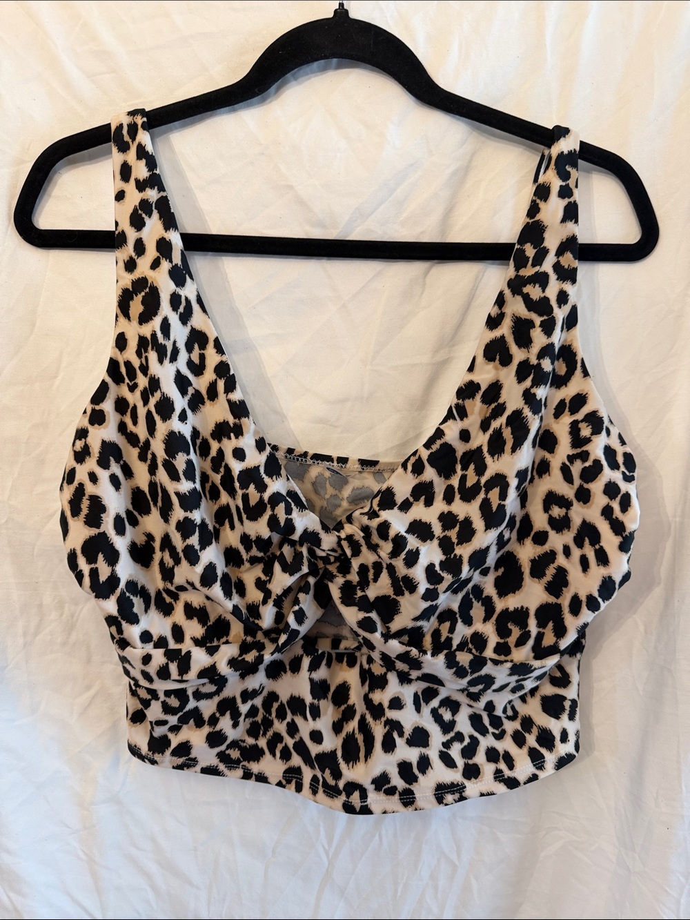 Old Navy Leopard Print Bikini Top in Black and Cream